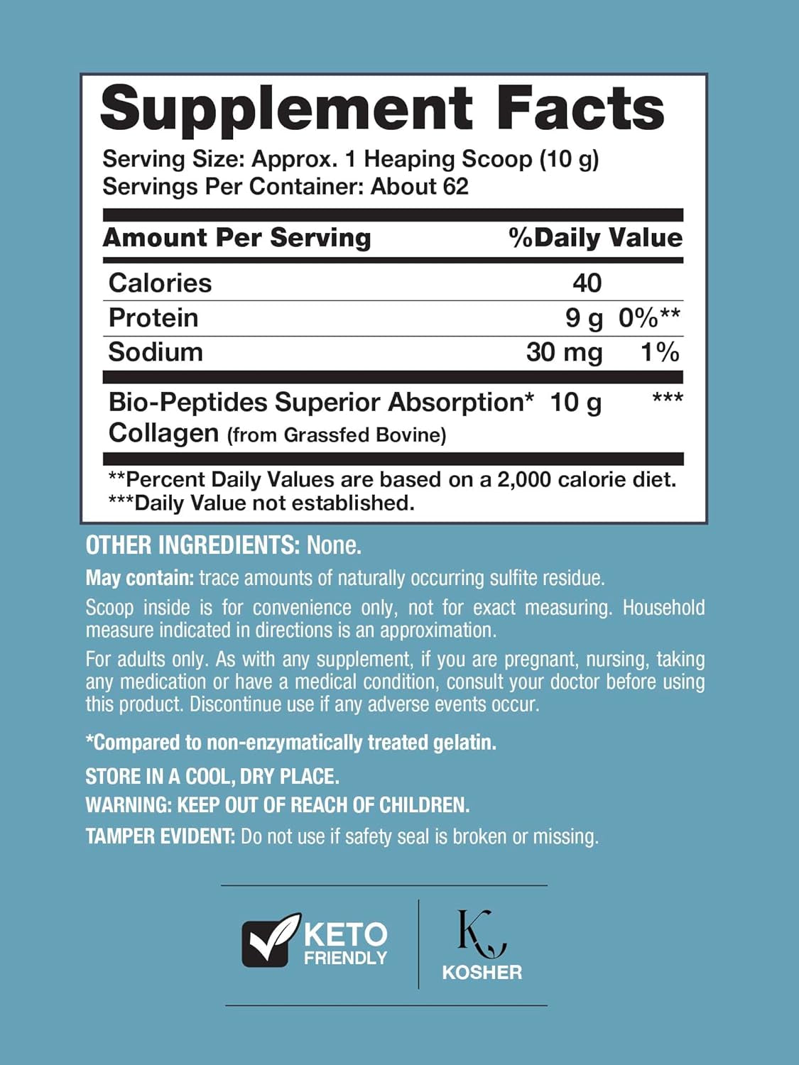 Collagen Bio-Peptides Powder | 22Oz | Super Hair, Skin, and Nails | Superior Absorption | Grassfed Protein Supplement | Advanced with 18 Essential Amino Acids