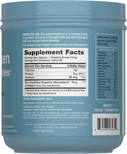 Collagen Bio-Peptides Powder | 22Oz | Super Hair, Skin, and Nails | Superior Absorption | Grassfed Protein Supplement | Advanced with 18 Essential Amino Acids